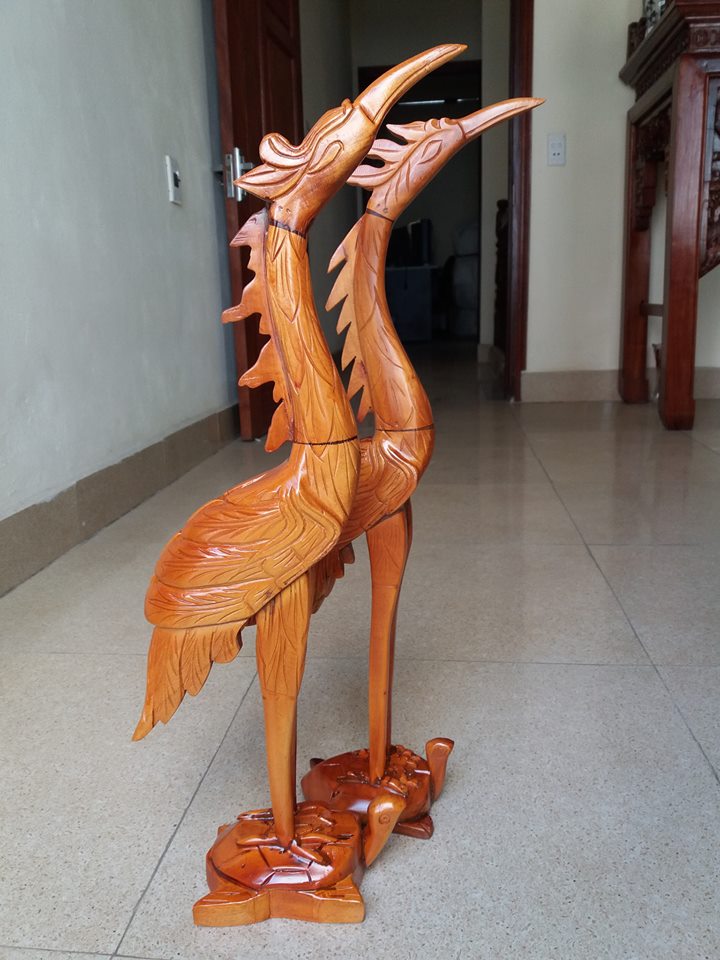 hạc thờ gỗ mít kích thước cao 61