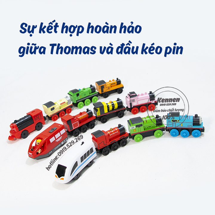Đồ chơi lắp ráp mô hình xe lửa gỗ chạy được cho tàu Thomas