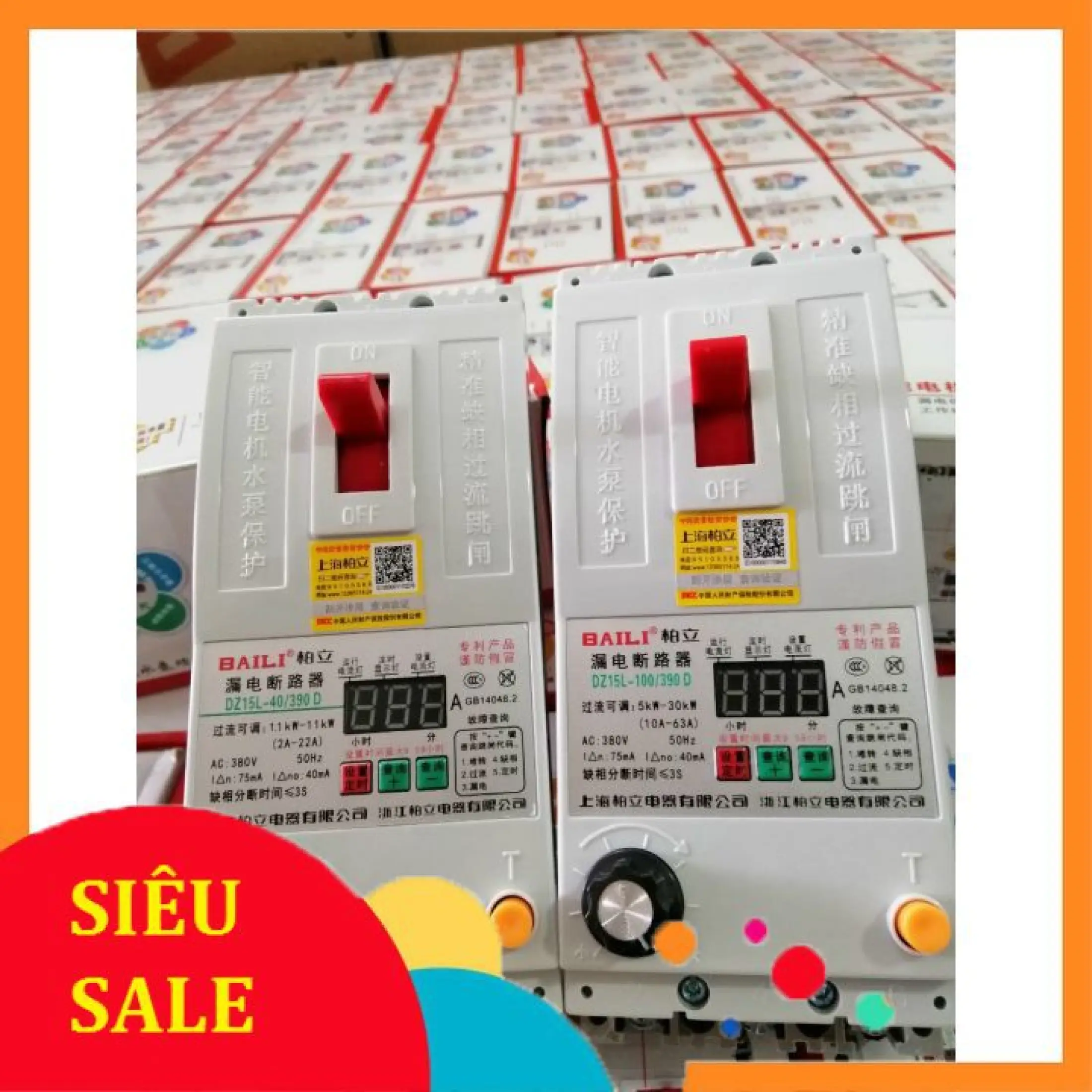 Attomat chống mất pha Baili 40A , 63A ,100A - CB chống mất phaCB chống mất pha, bảo vệ chống mất pha cho động cơ máy bơm 3 pha 380V , màn hình led hiện thị dòng điện Loại Tốt