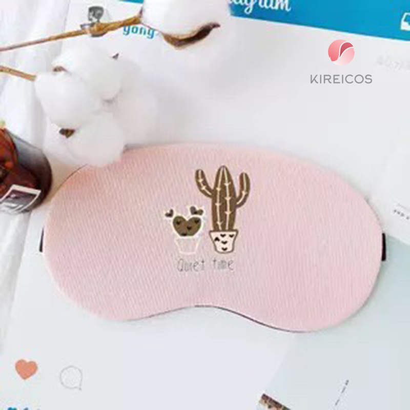 [HCM]Bịt Mắt Ngủ Miếng Che Mắt Ngủ In Hình Xương Rồng Có Túi Gel - kireicos