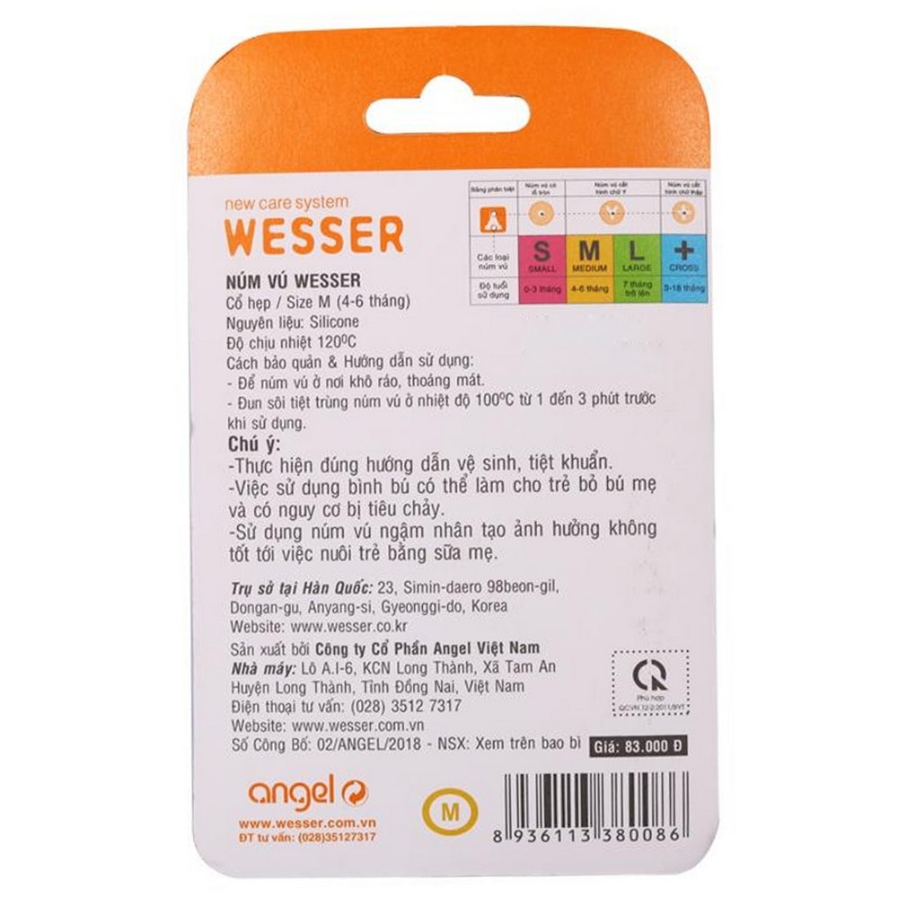 Vĩ 2 núm ty cổ hẹp Wesser (size M)