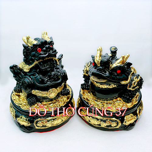 CÓC + TỲ HƯU  phong thủy màu đen  [ Bột đá + composite ]