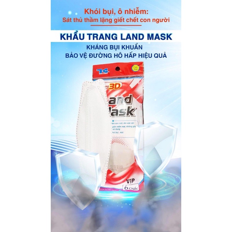 Khẩu trang 3D Land Mask 1 Túi 6 chiếc Mishy