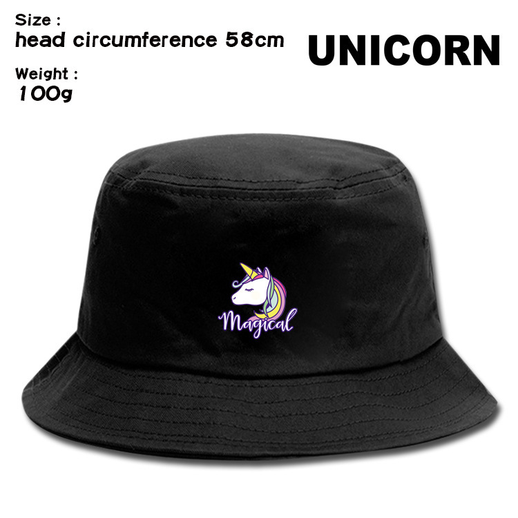 Rainbow Unicorn Girls Boys Bucket Hat Children's Fashion Print Bucket Hat Casual Sun Hat All-match Cartoon Pattern Caps