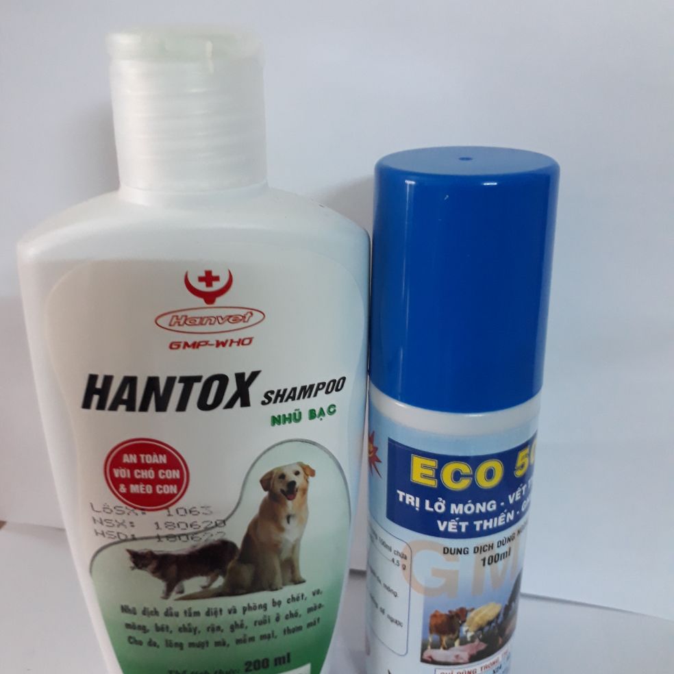 combo dầu tắm ve chó,xịt ghẻ ngứa,xà mâu ngoài da shampoo eco500