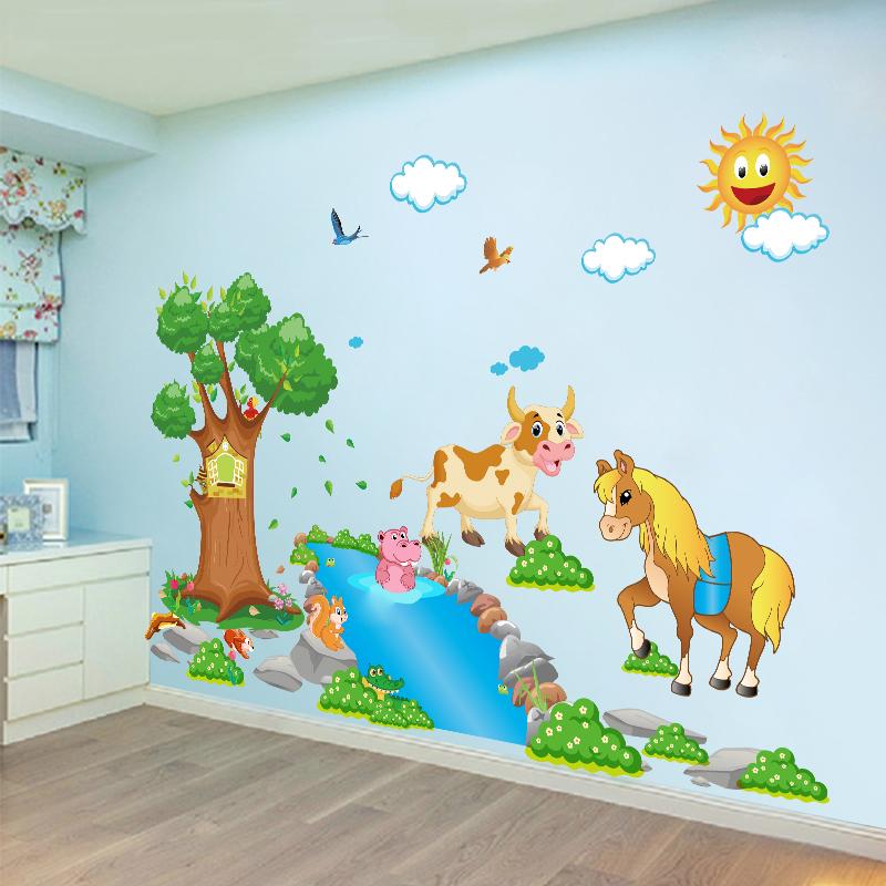 Decal dán tường Ngựa qua sông- T119-kiddecals
