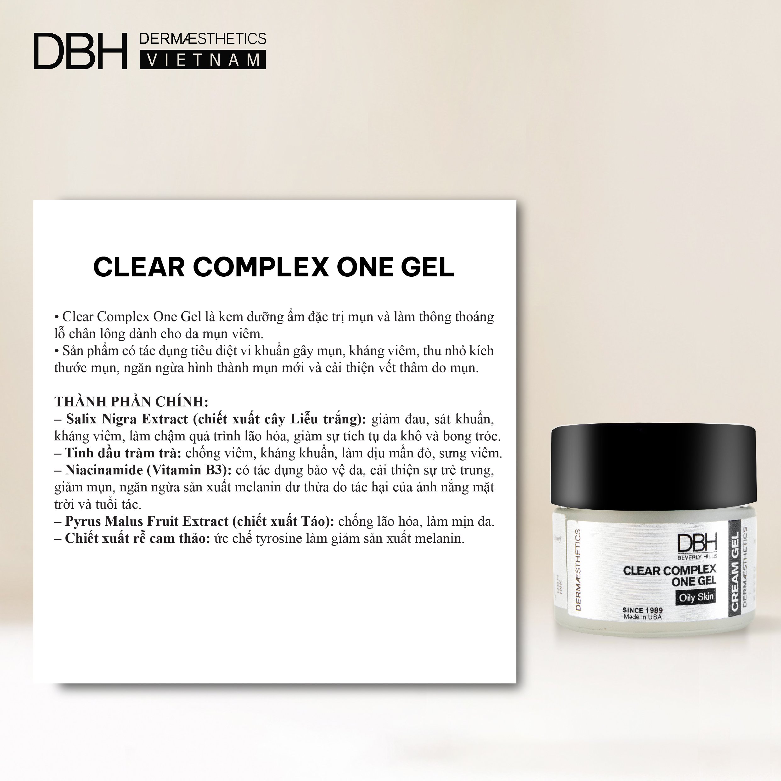 KEM DƯỠNG DA DÀNH CHO DA MỤN CLEAR COMPLEX ONE GEL 1.0 OZ
