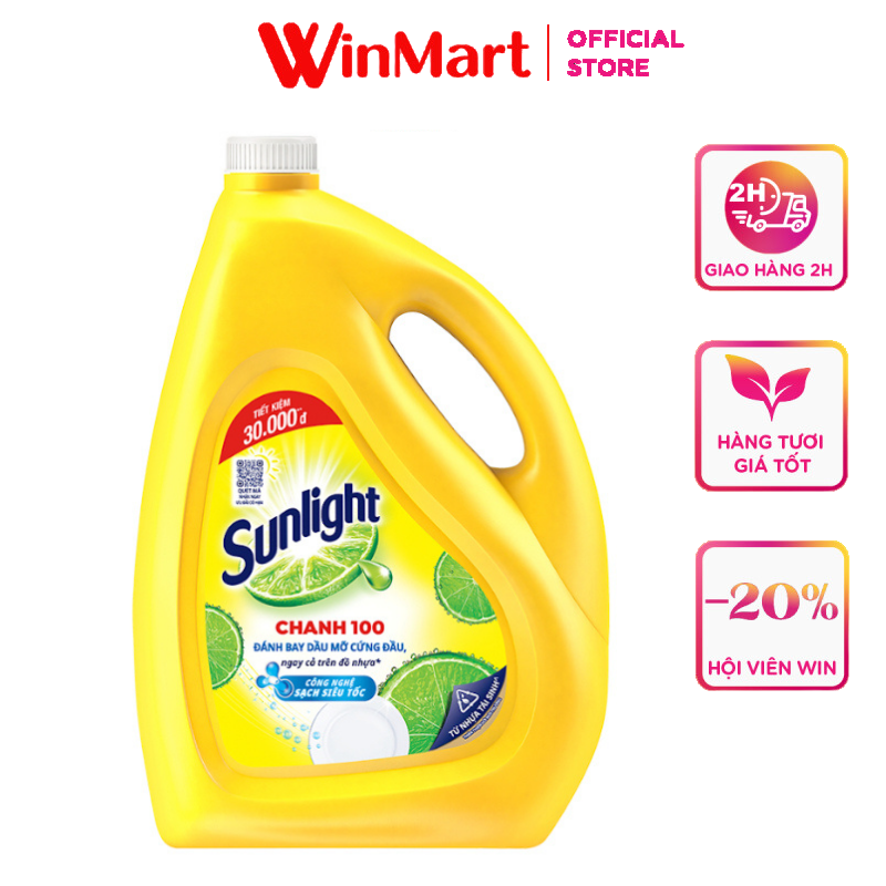 - Nước rửa chén Sunlight chanh 100 can 3.6kg