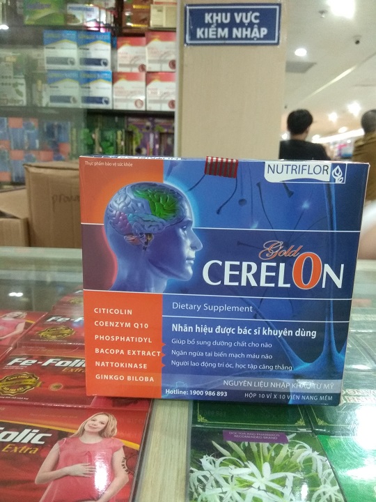 Hoạt huyết dưỡng não Cerelon gold - Giúp tăng cường lưu thông máu lên não , rối loạn tiền đình , mất ngủ , đau nửa đầu  vai gáy - hộp 100 viên