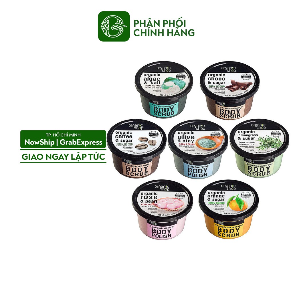 Tẩy da chết organic shop body scrub 250gr