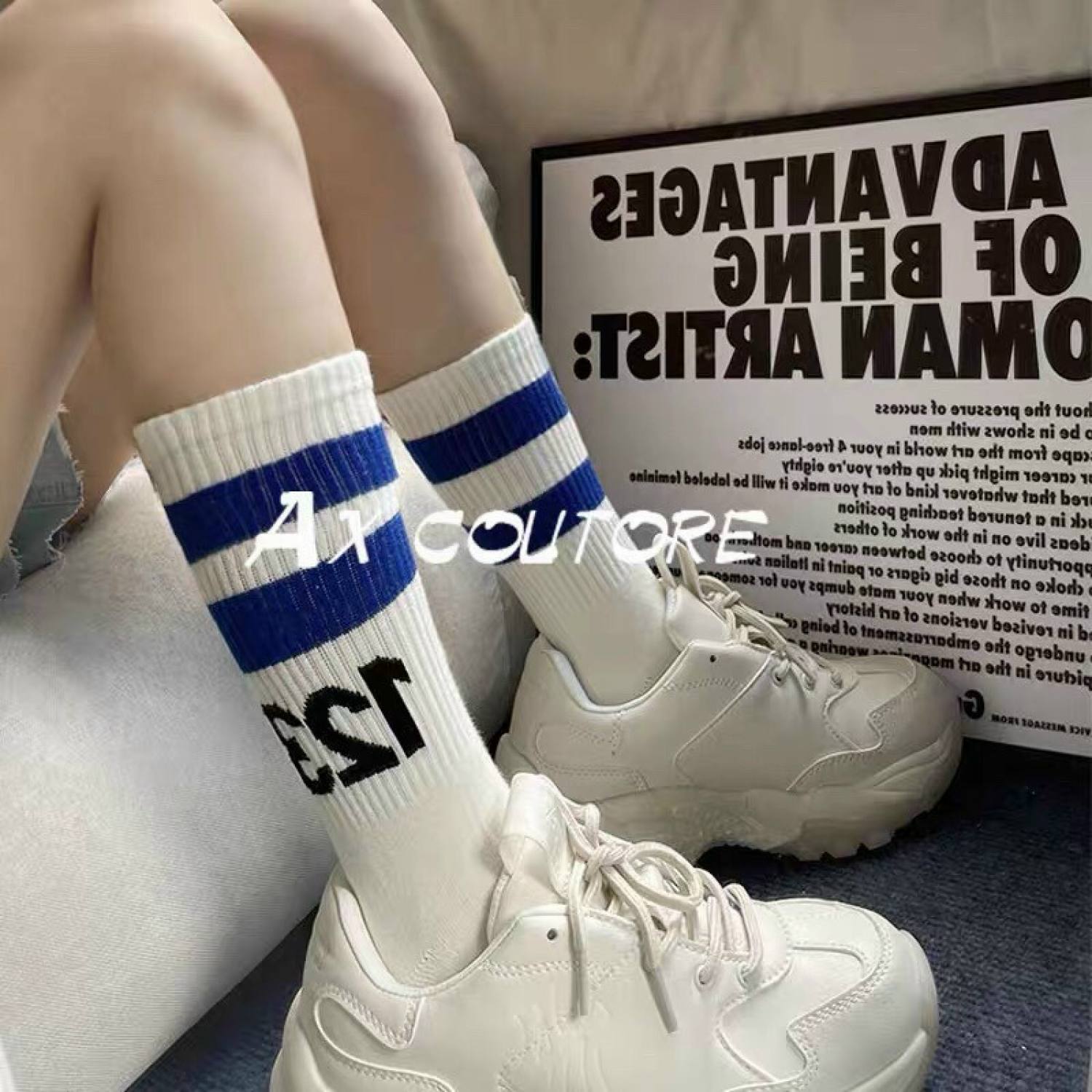 Combo 05 vớ tất cổ cao unisex số 123 phong cách thể thao, đường phố, năng động
