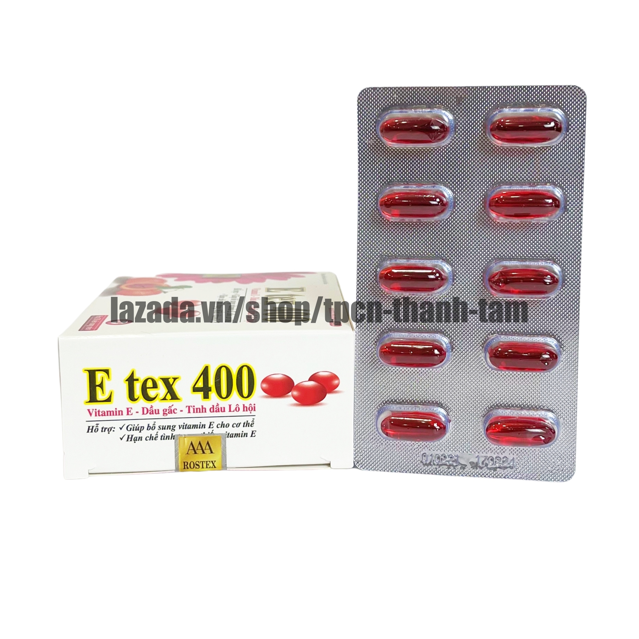 Vitamin E đỏ E TEX 400 hỗ trợ làm đẹp da, trắng sáng da, chống lão hoá - Hộp 30 viên