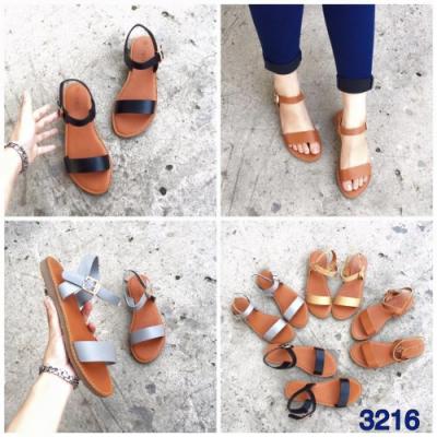 Giày sandal quai ngang hở gót da mờ đơn giản - SD-0149