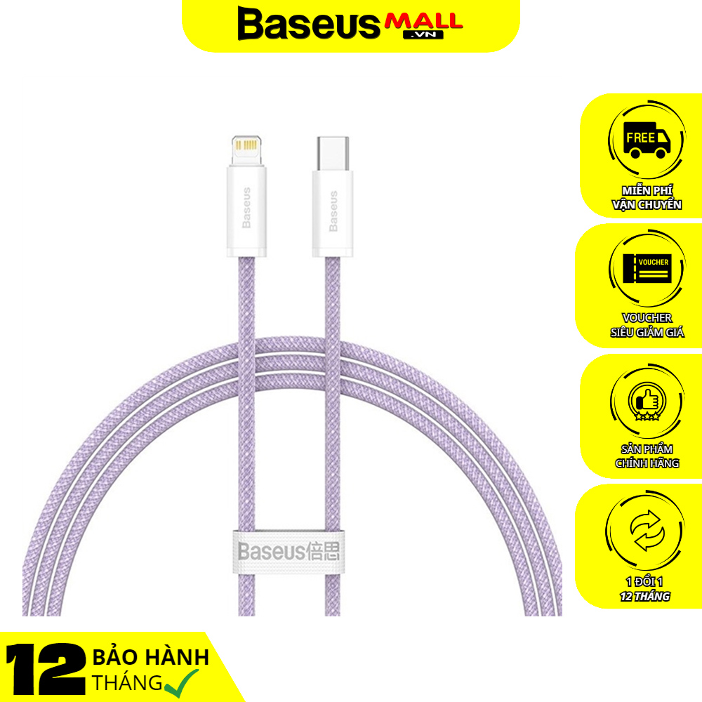 Cáp Sạc Baseus Dynamic 20W Type-C to Ln | Sạc Nhanh PD, Bện Dù Chống Gãy Gập