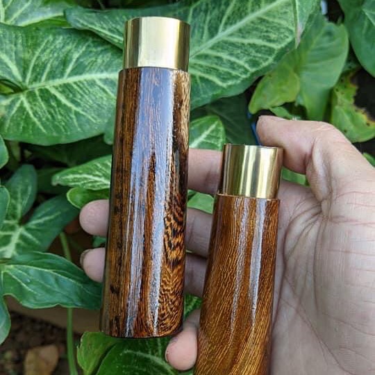 CÁN DAO GỖ MUN ĐUÔI CÔNG KHÂU INOX VÀNG ĐỒNG [Đã hoàn thiện]