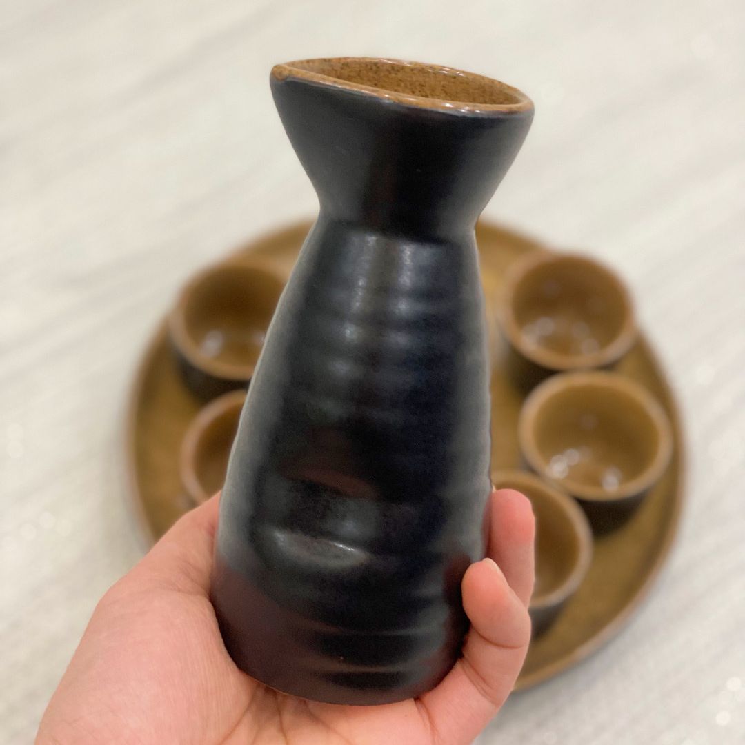 Bộ Bình Rượu Sake Phong Cách Nhật Bản Men Gốm Bát Tràng