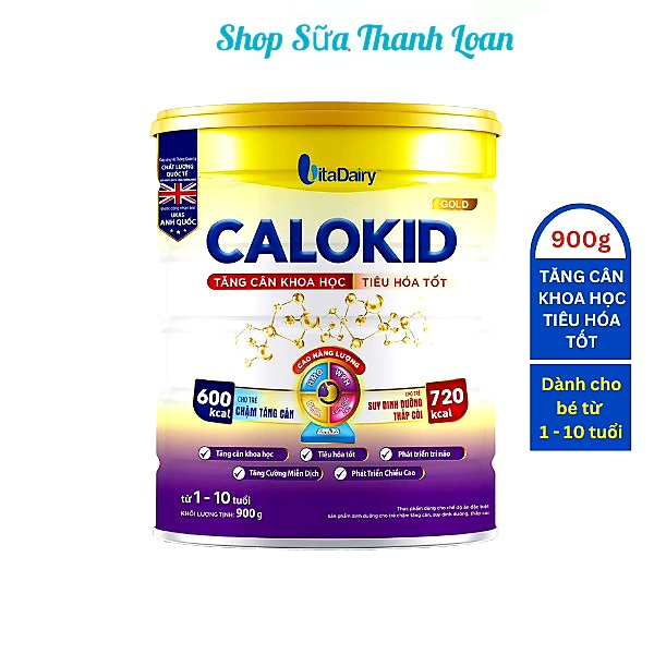 (Quét Mã QR Tích Xu) COMBO 4 Lon Sữa Bột Vitadairy Calokid Gold 1+ 900g/lon.