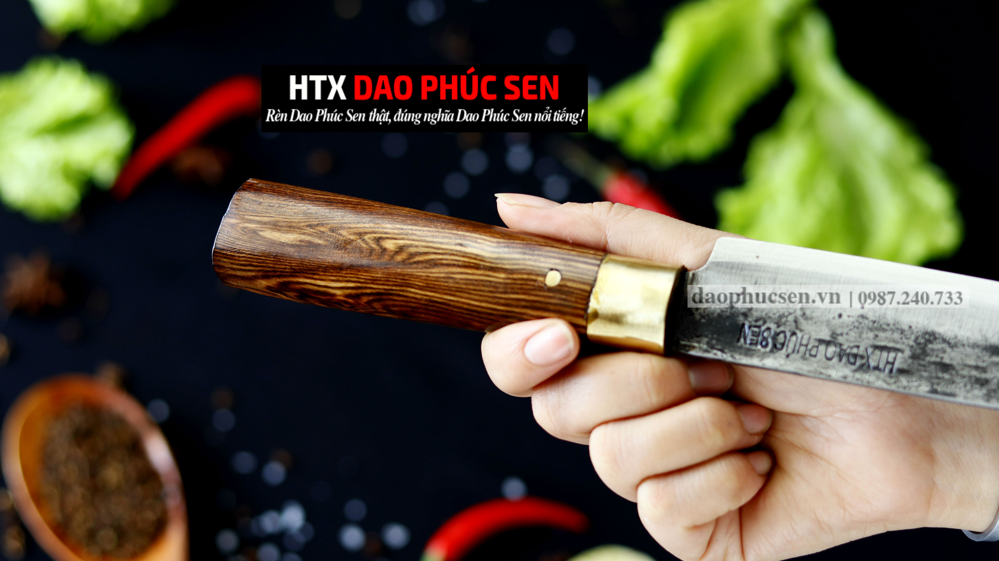 Dao phile nhíp xe rèn thủ công cán gỗ khâu đồng N14D