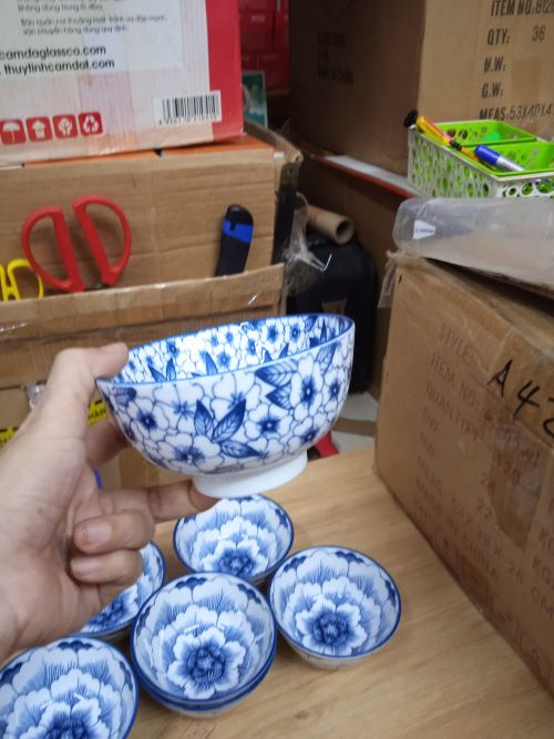 Bộ 10 chén cơm gốm sứ hoa văn Giả cổ