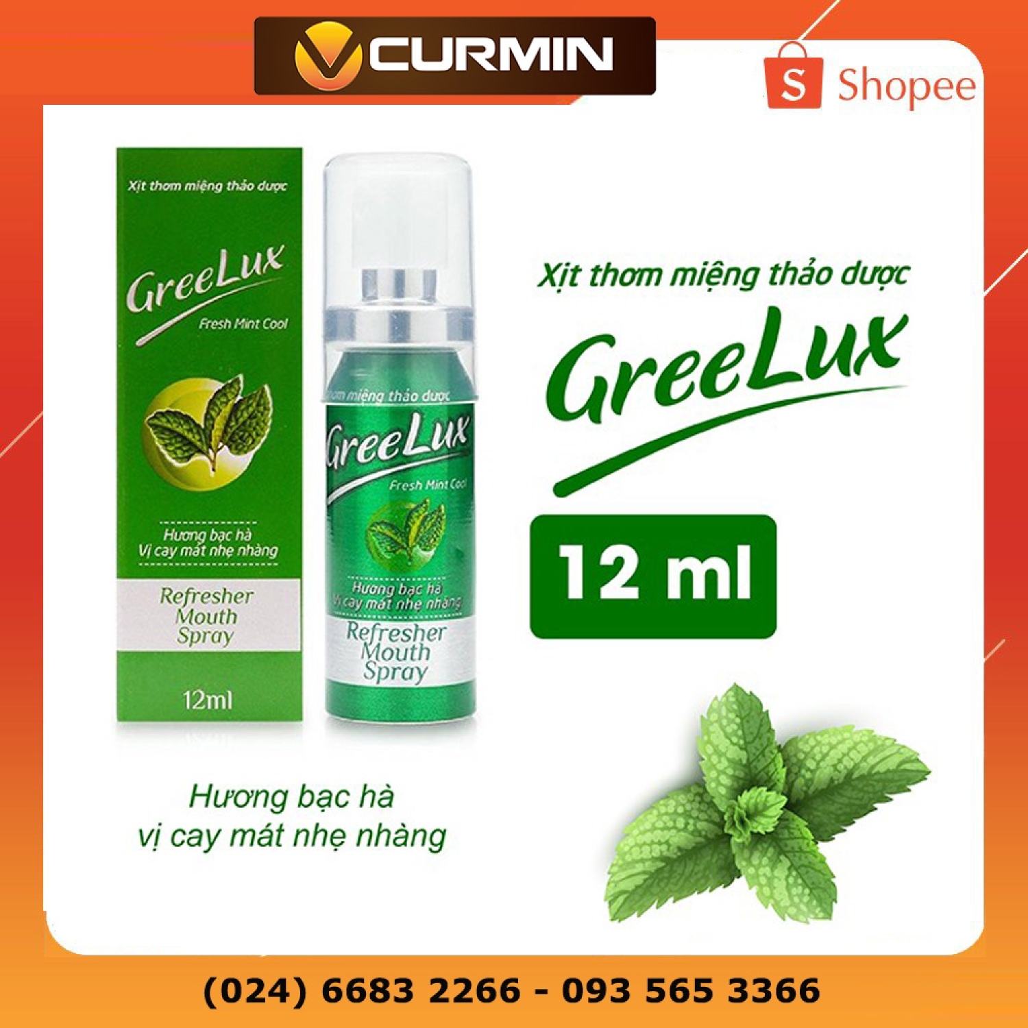 Xịt Thơm Miệng Greelux Fresh Mint Cool (vị cay mát nhẹ nhàng)