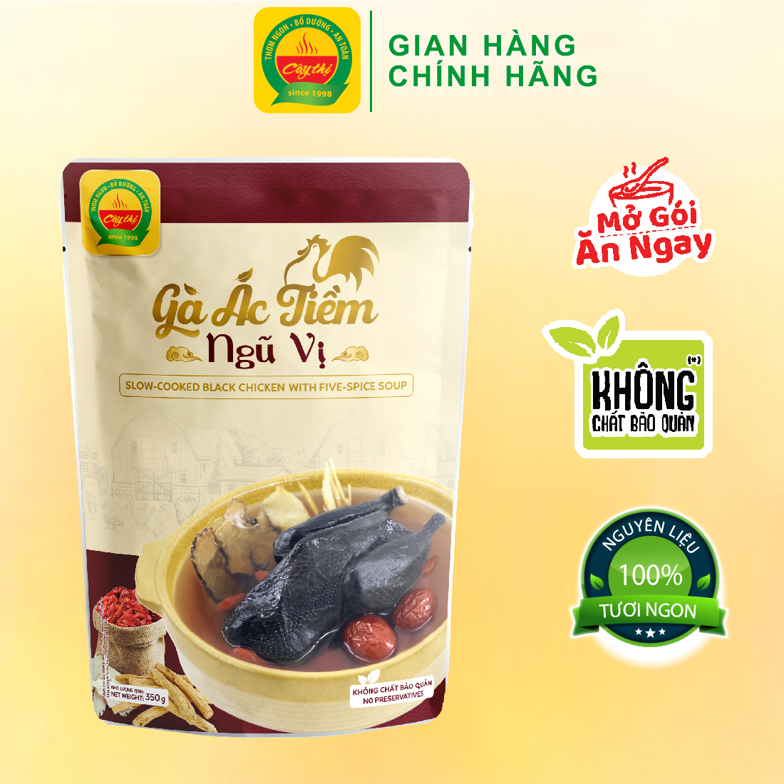Gà Ác Tiềm Ngũ Vị Cây Thị 350g (Mở gói ăn ngay)