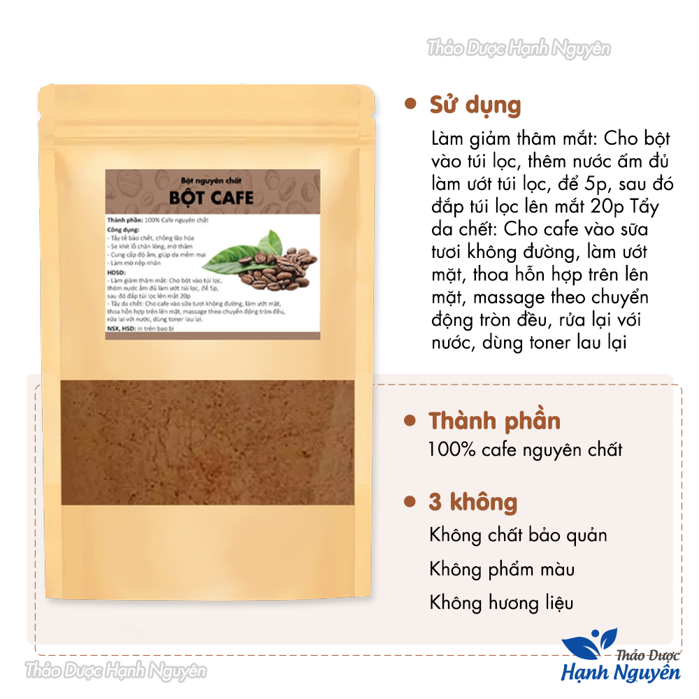 Bột cà phê nguyên chất 100g (Cafe đắp mặt, tẩy da chết, dưỡng trắng) - Thảo Dược Hạnh Nguyên