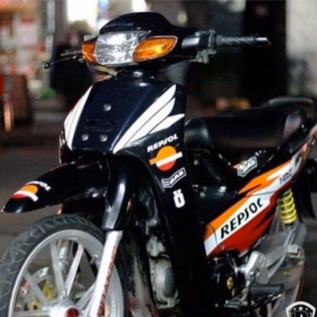 Tem rời wave đời đầu Repsol dán xe đen