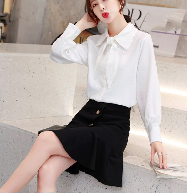 [HCM]B805- Áo sơ mi đũi phối nơ