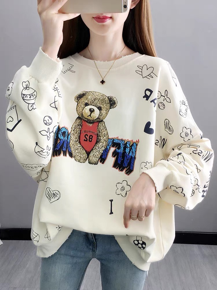 (SIÊU SELL) Áo Hoodie Sweater Nữ Kiểu Dáng Hàn Quốc ,in Hoạt Hình Chú Gấu 3D Siêu Cute