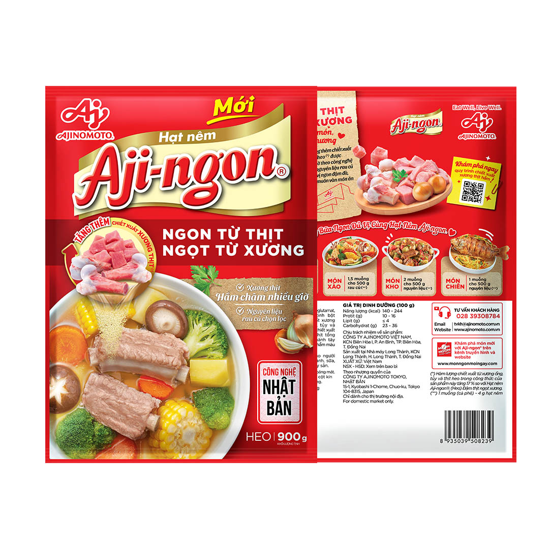 Gói Hạt Nêm Aji-ngon® Heo 900g/Gói