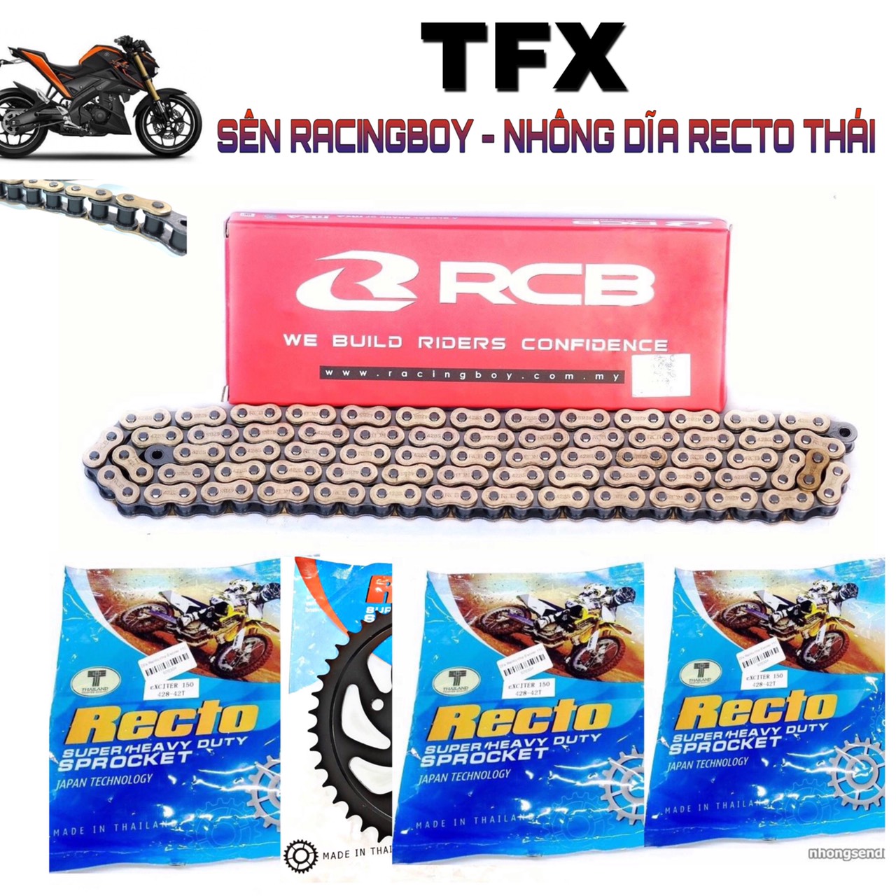 [HCM]BỘ NSD TFX-GSX-R15/R15 V3-FZ155I-MT15 - SÊN RCB + NHÔNG DĨA RECTO