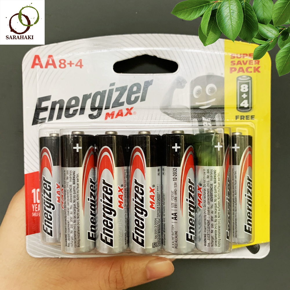 Pin AA, AAA Energizer Alkaline Max - Pin Tiểu E91, Pin đũa E92 Vỉ 12 ...