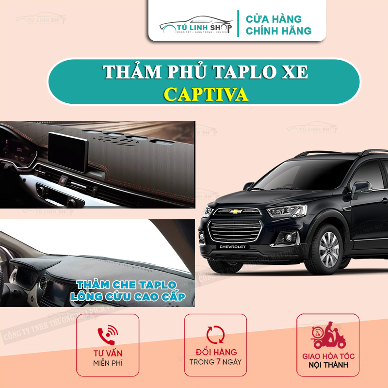 Thảm taplo CAPTIVA chính hãng MINCAR hoặc bằng lông Cừu 3 lớp và Da Cacbon