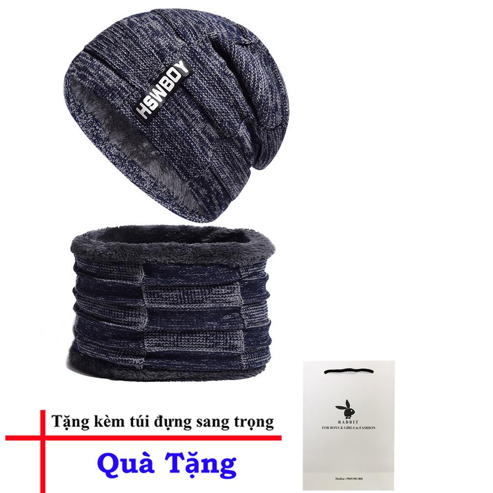 Combo mũ + cổ lọ len thời trang p l a y b o y phong cách châu âu, có túi tặng kèm làm quà tặng