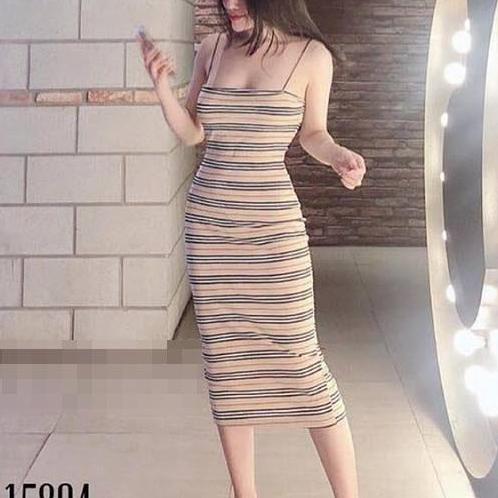 [HCM]Đầm Ôm Body Sọc 2 Dây Siêu Tôn Dáng