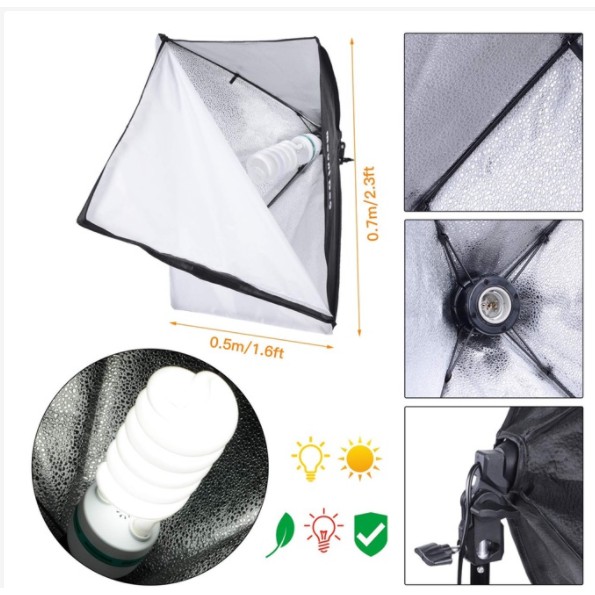 Softbox 50×70 gắn 1 đuôi đèn E27 kèm softbox 50x70