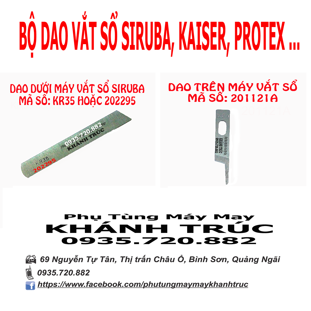 KR35 HOẶC 202295 Dao dưới máy vắt sổ Siruba máy may công nghiệp