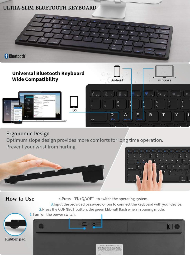 Bàn phím bluetooth mini dùng cho máy tỉnh bảng, điện thoại thông minh