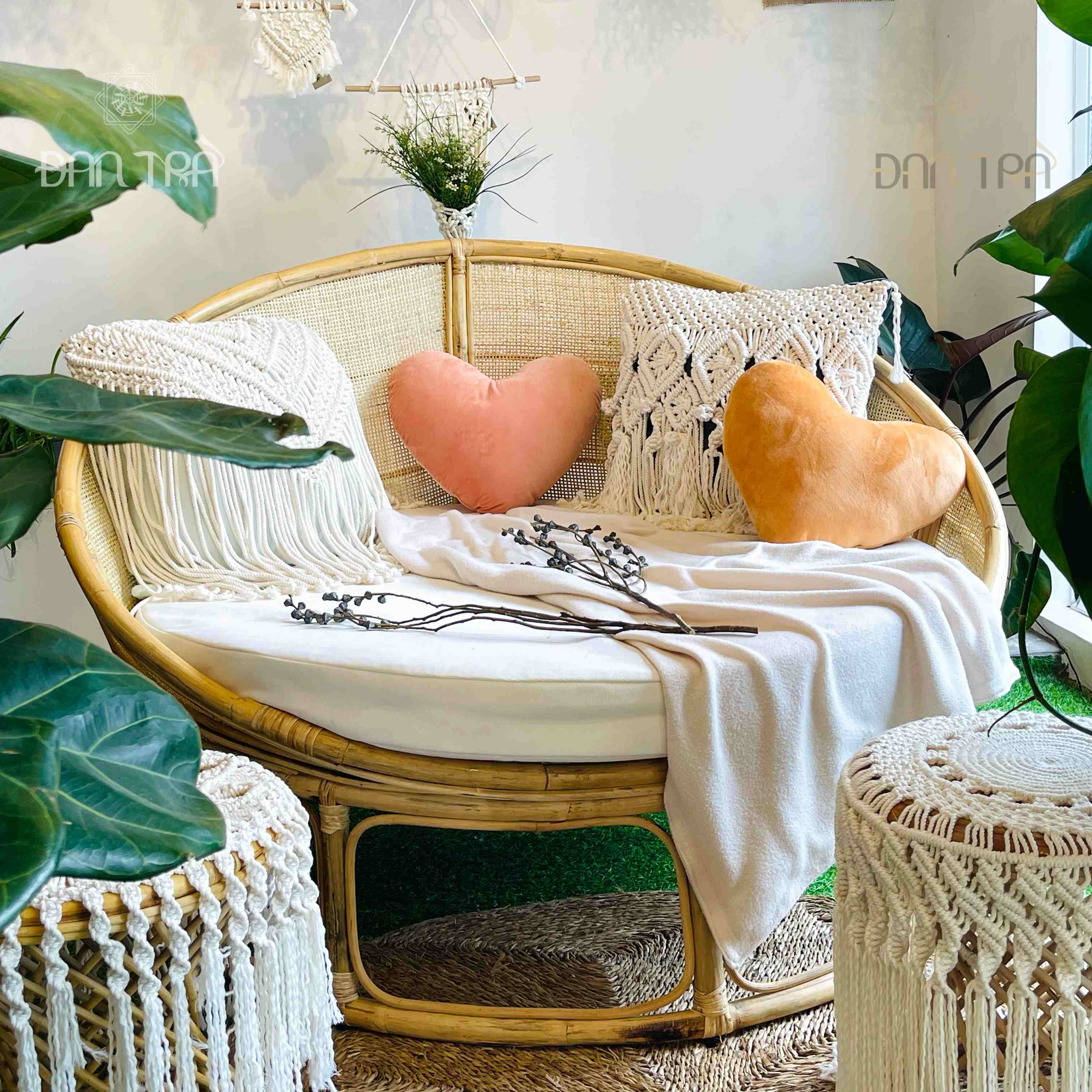 Ghế mây papasan cách tân rose - ghế mây tình yêu - ghế thư giãn papasan cách tân - ghế mây nằm thư giãn đan trà - bàn ghế mây tre đan