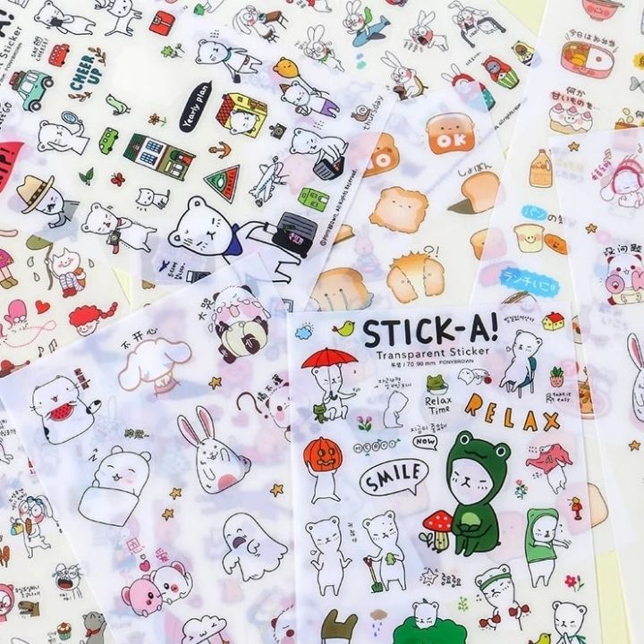 Combo 6 Miếng Dán Trang Trí Sticker Trang Trí Sticker Stick-A Phong Cách Hàn Quốc Dễ Thương Cho Bé