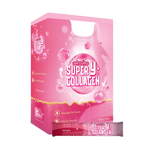 Gói uống super collagen Y+ giúp dưỡng ẩm da, săn chắc, ngăn ngừa chảy xệ. Giúp da luôn căng mọng, mịn màng