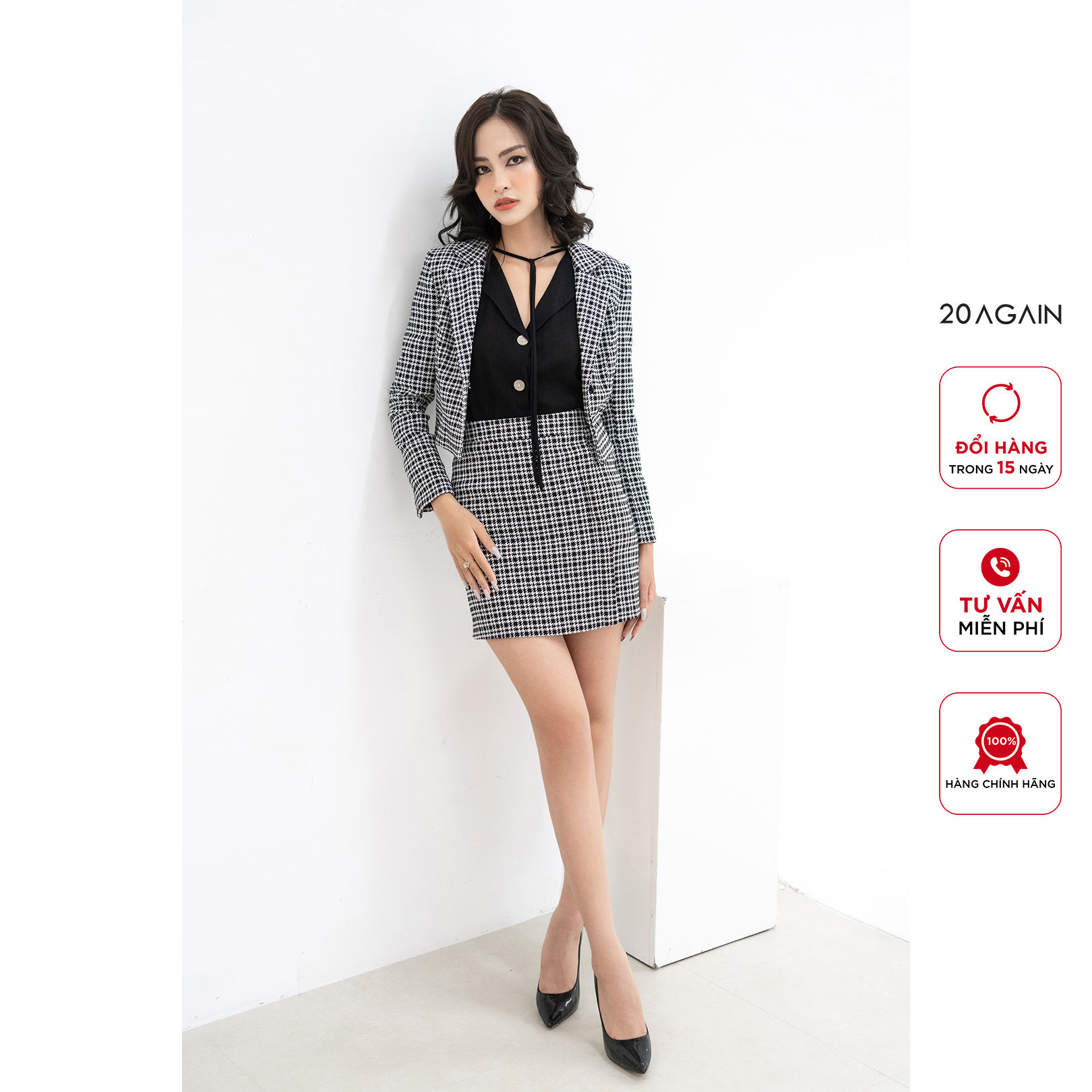 Chân váy bộ 20Again, thiết kế dáng A bacsic BJA1870