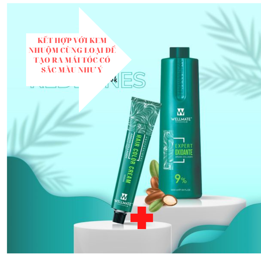 [Freeship] Oxy trợ nhuộm Wellmate 12% - 9% - 6% - 3% giúp lên màu nhuộm chuẩn bền màu, không rát da đầu 1000ml
