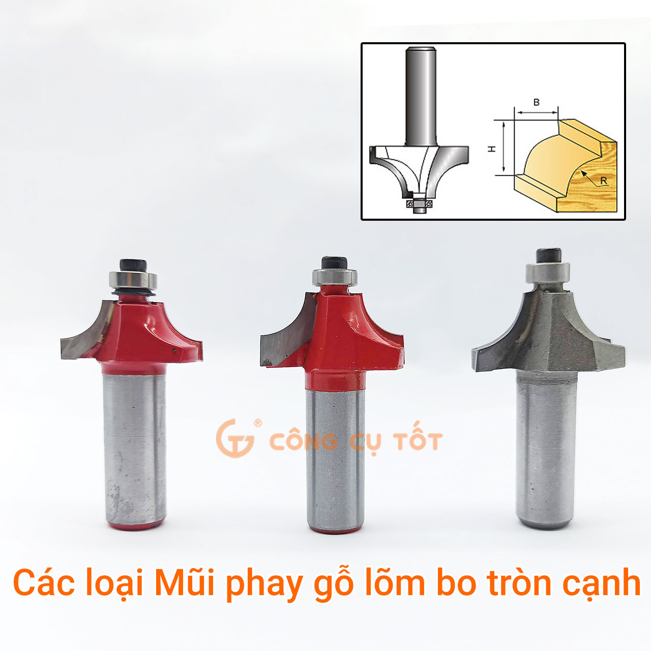 Mũi phay gỗ lõm bo tròn cạnh chân 12.7