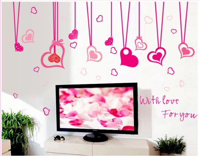 [HCM]Decal trang trí rèm dây Trái Tim Hồng