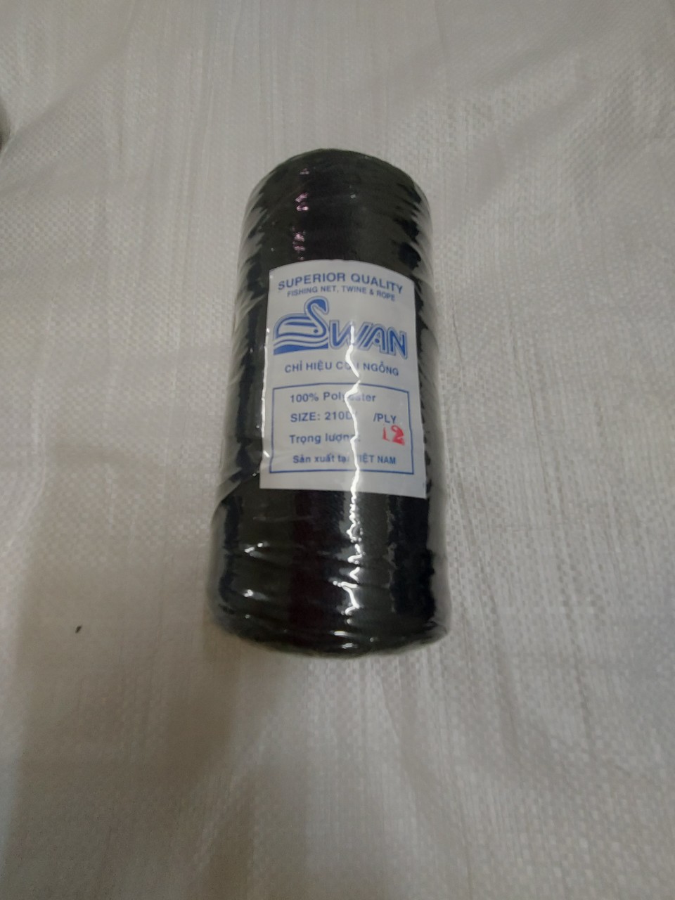 Chỉ đen, chỉ bóng không giãn hiệu con ngỗng, chỉ may bao, dây dù đen, dây đan lưới số 12