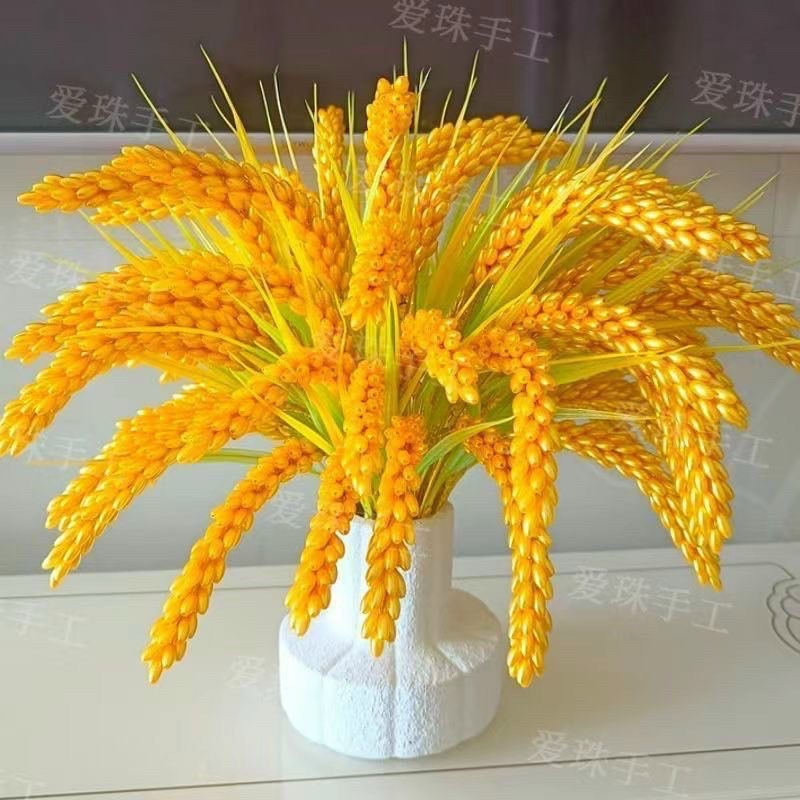 Hạt nhựa làm bông lúa vàng, hạt cườm 6x12mm