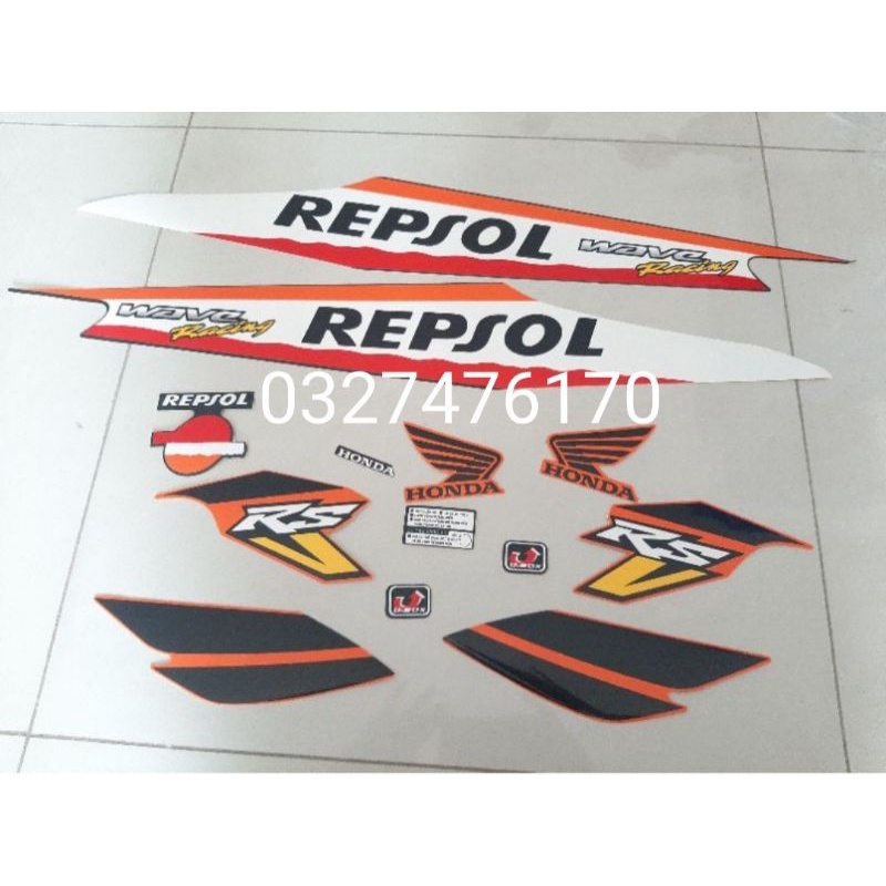 Bộ tem dán xe Wave RS 100 REPSOL xịn 3 lớp