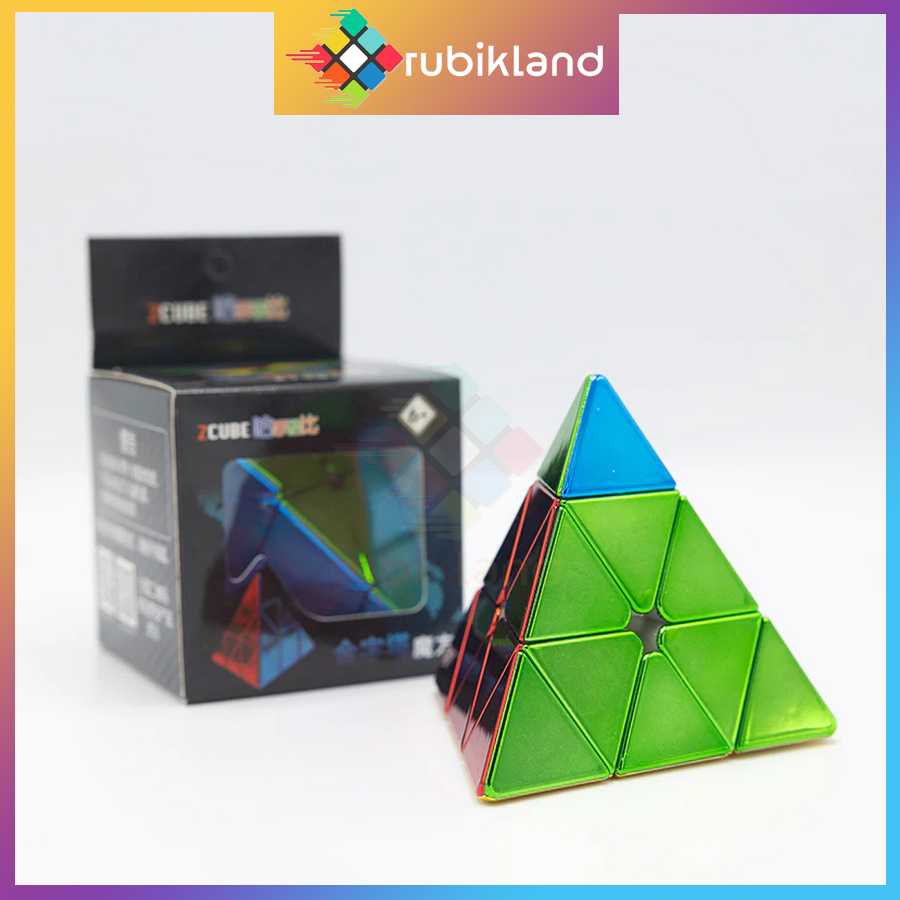 Rubik zcube metallic pyraminx m mạ màu kim loại tam giác có nam châm rubic kim tự tháp đồ chơi trẻ em - little kobo