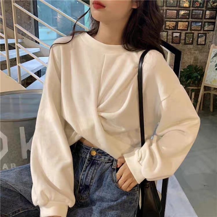 Áo xoắn eo dài tay Ulzzang
